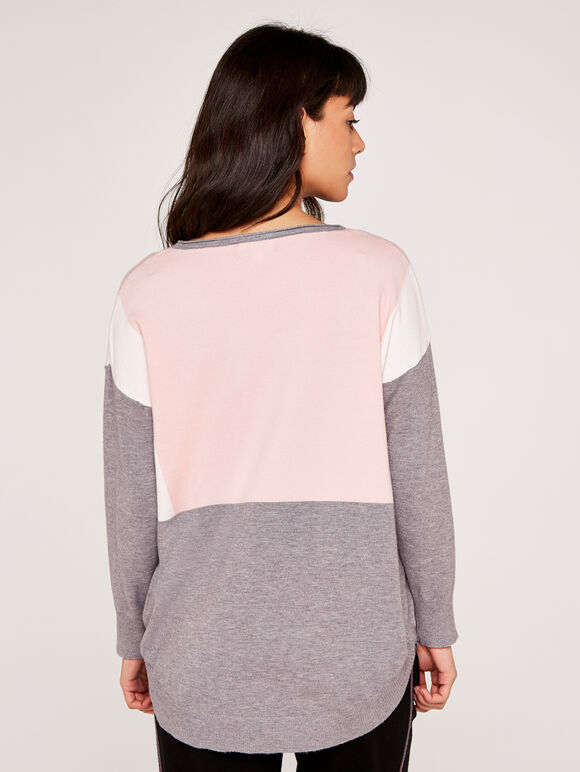 Colourblock Jumper, Pink, large