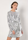 Sequin Shift Mini Dress, Light Grey / Silver, large