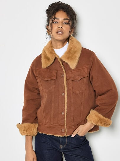 Faux Fur Lined Denim Jacket