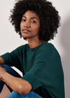 Soft-Touch Batwing Waffle Knit Top, Green, large