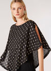 Asymmetrical Gold Foil Cape Top, Black, large