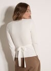 Rib Knit Wrap Top, Cream, large
