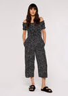 Dots Smocked Bardot Jumpsuit, Black, large