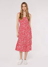 Mono Floral Midi Dress, Red, large