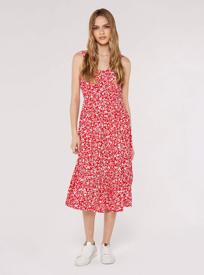 Mono Floral Midi Dress