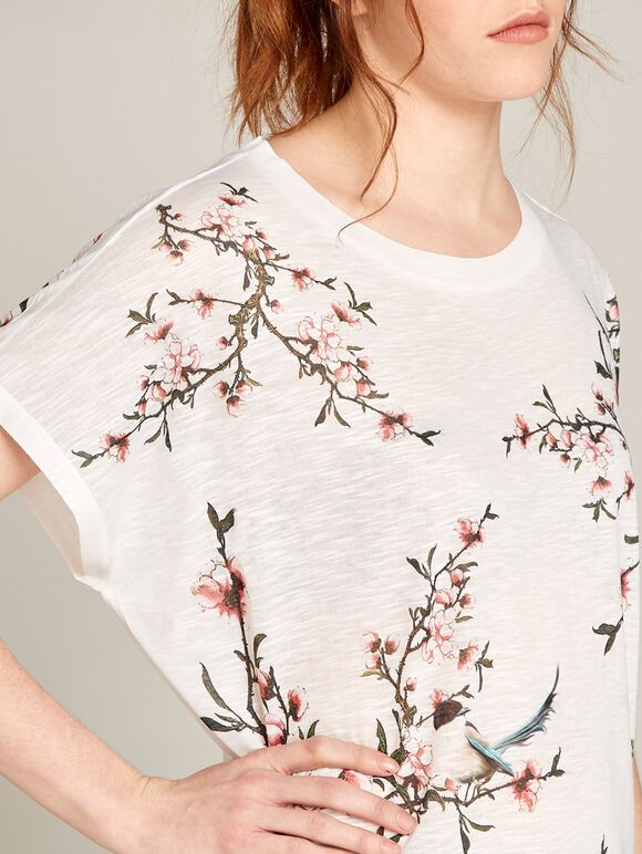 Pink Blossom Branches Curve Hem Top, Pink, large