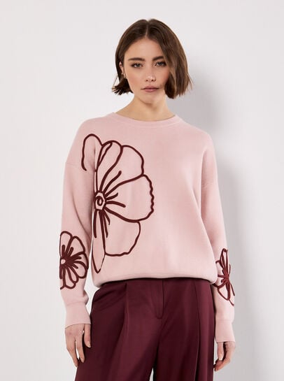 Large Embroidered Flowers Jumper