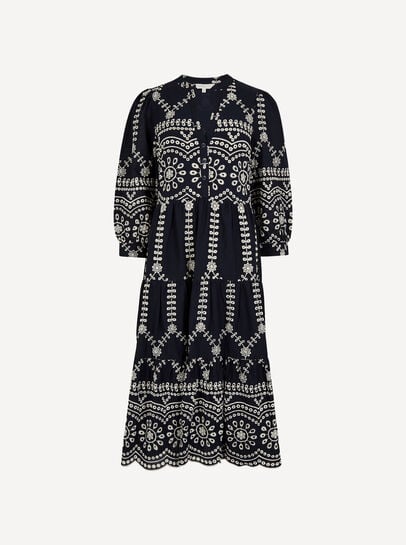 Floral Broderie Anglaise Midi Dress
