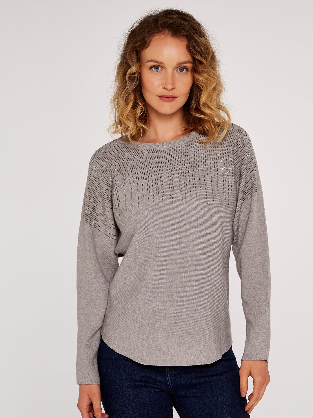 Stud Embellished Batwing Jumper
