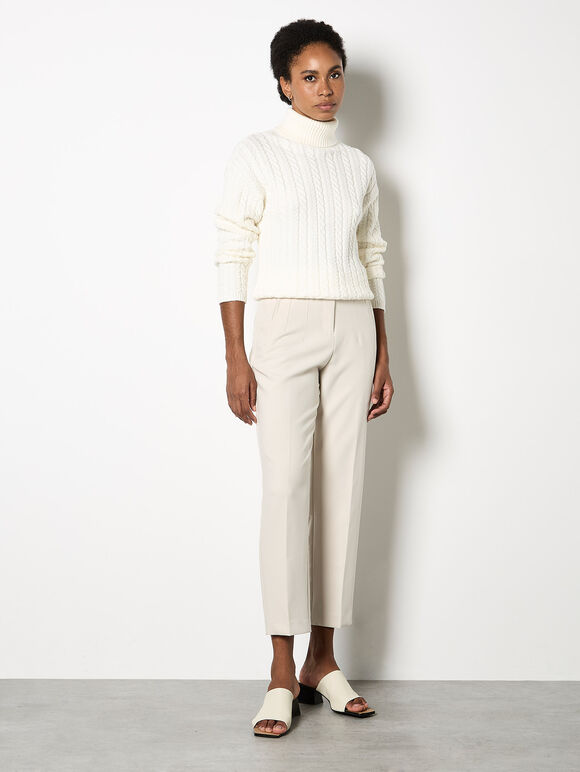 Add smart separates to your wardrobe with these tailored trousers. Designed in a flattering tapered cut, they feature decorative pockets, a zip and hook fastening, and pleat detailing.

Style these tapered trousers with a soft satin blouse for a chic look that's perfect for the office., Stone, large