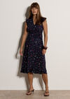 Ditsy Floral Ruffle Midi Dress, Navy, large