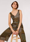 Patchwork Tile Cullotte Jumpsuit, Green, large