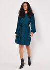 Mixed Animal Print Shift Mini Dress, Teal, large