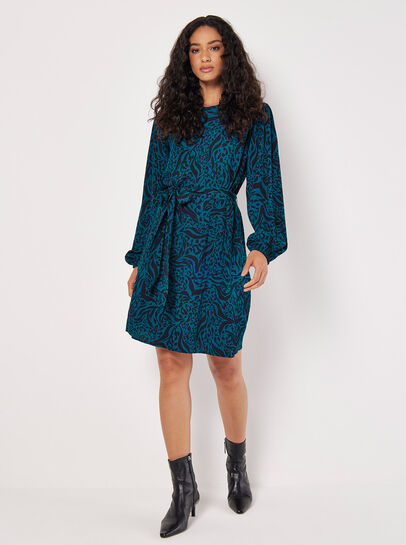 Mixed Animal Print Shift Mini Dress