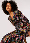 Colourful  Paisley Midi Dress, Black, large