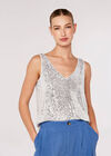 Sequin Cami Top, Light Grey / Silver, large