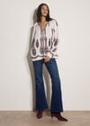 Floral Leaf Embroidered Blouse, Cream, large