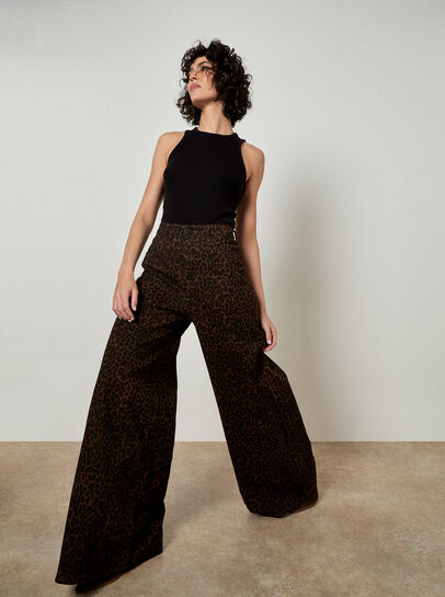 Zoe Wide Leg Leopard Print Jeans