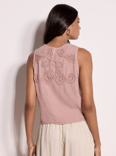 Embroidered Cotton Shell Top