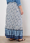 Sarasa Floral Tiered Maxi Skirt, Cream, large