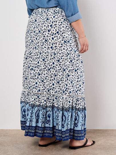 Sarasa Floral Tiered Maxi Skirt