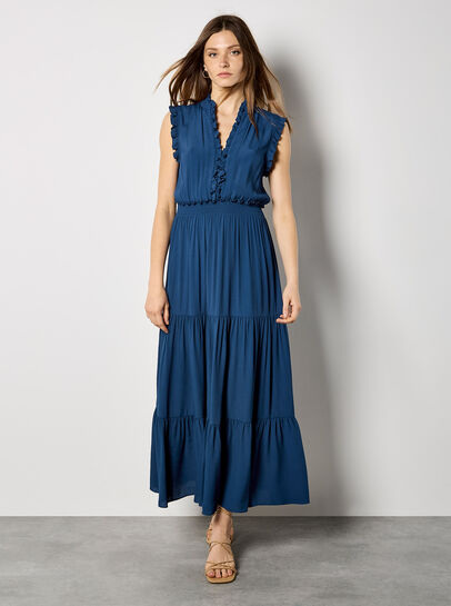 V-Neck Ruffle Tiered Maxi Dress