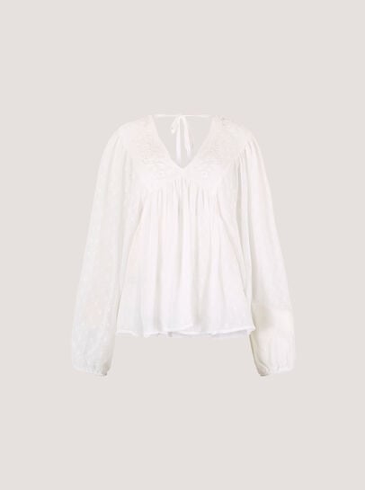 Dobby Bead Embellished Empire Top