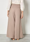 Textured Cotton Wide-Leg Trousers, Brown, large