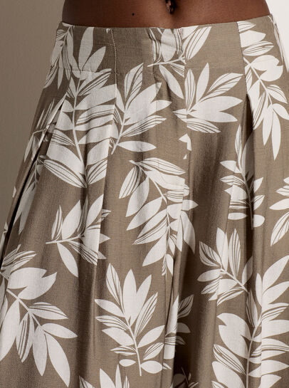 Leaf Print Pleated Culotte Trousers