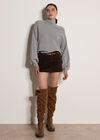 Ribbed Knit Batwing Cape Jumper, Silver, large