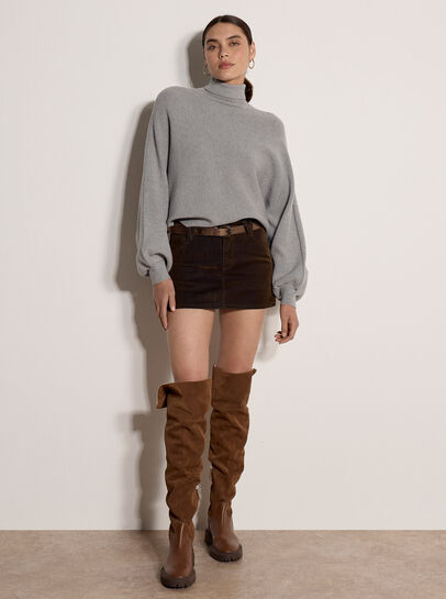 Ribbed Knit Batwing Cape Jumper