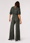 Cheetah Print Jersey Jumpsuit, Khaki, large