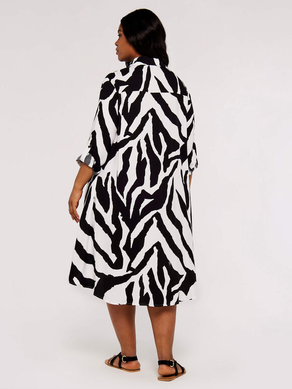 Curve Zebra Oversized Dress, White, large