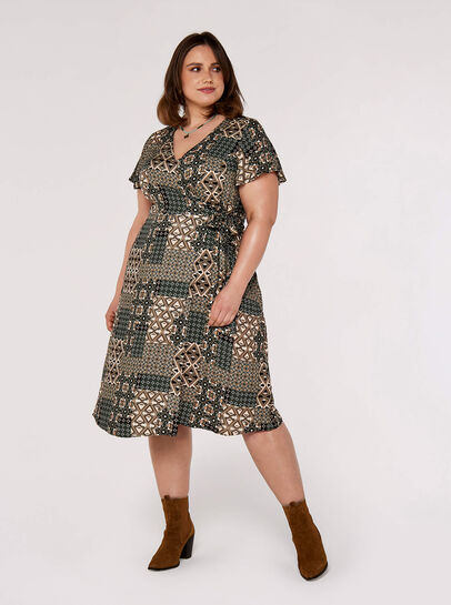 Curve Retro Wrap Mini Dress