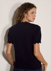 Scallop Knitted T-Shirt, Navy, large