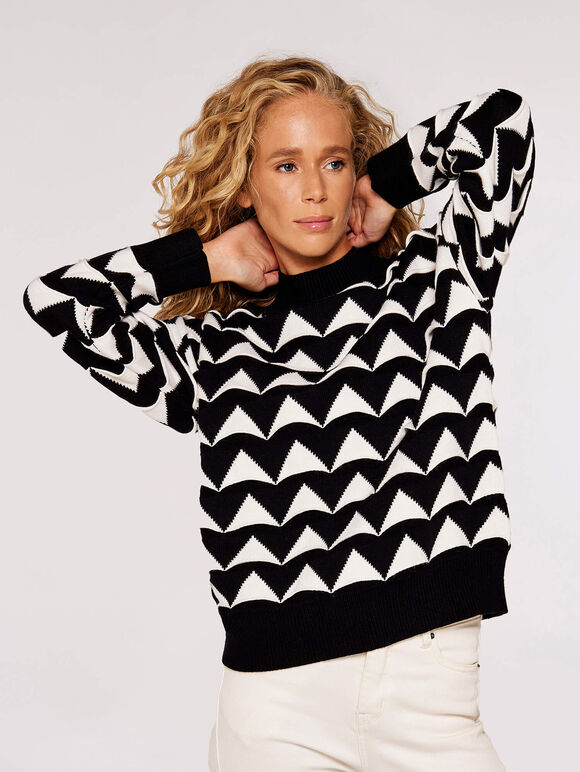 Monochrome Triangles Jumper, Black, large