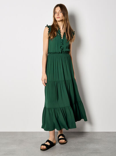 V-Neck Ruffle Tiered Maxi Dress