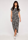 Abstract Print Crepe Wrap Dress, Black, large