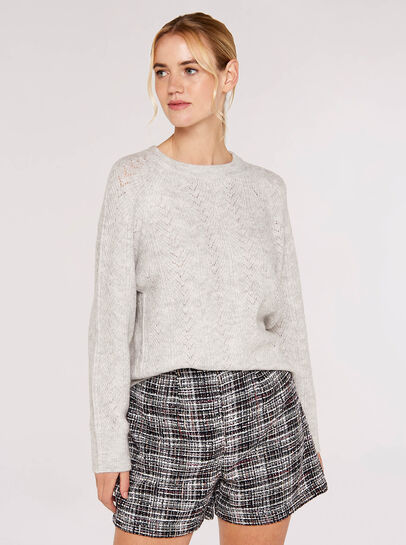 Chevron Pointelle Lurex Jumper
