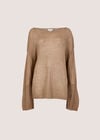 Lightweight Brushed Oversized Jumper, Camel, large
