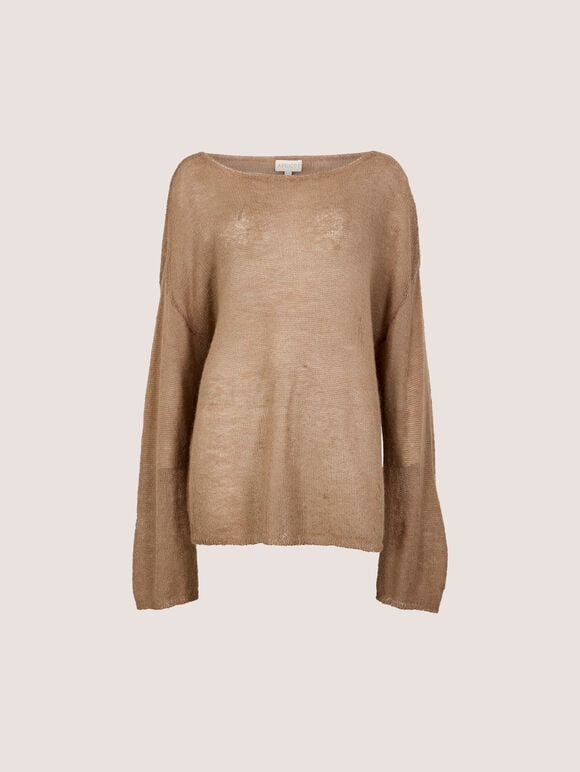 Lightweight Brushed Oversized Jumper, Camel, large
