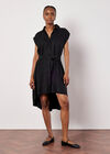 High-Low Shirt Mini Dress, Black, large