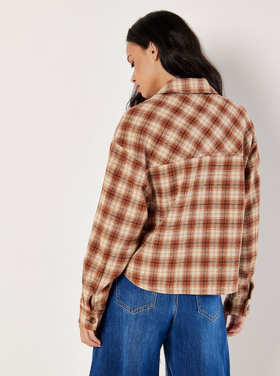 Cropped Check Shacket
