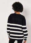 Cotton Blend Chunky Stripe Jumper, Black, large