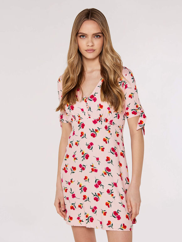 Bow Detail Mini Dress, Pink, large