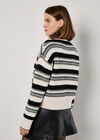Pointelle Mixed Stripe Jumper, Black, large