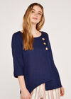 Triple Button Asymmetric Top, Navy, large