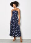Polka Dot Bow Back Wide-Leg Jumpsuit, Navy, large