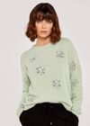Sequin Snowflake Jumper, Mint, large