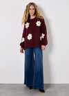 Embroidered Daisy Jumper, Burgundy, large